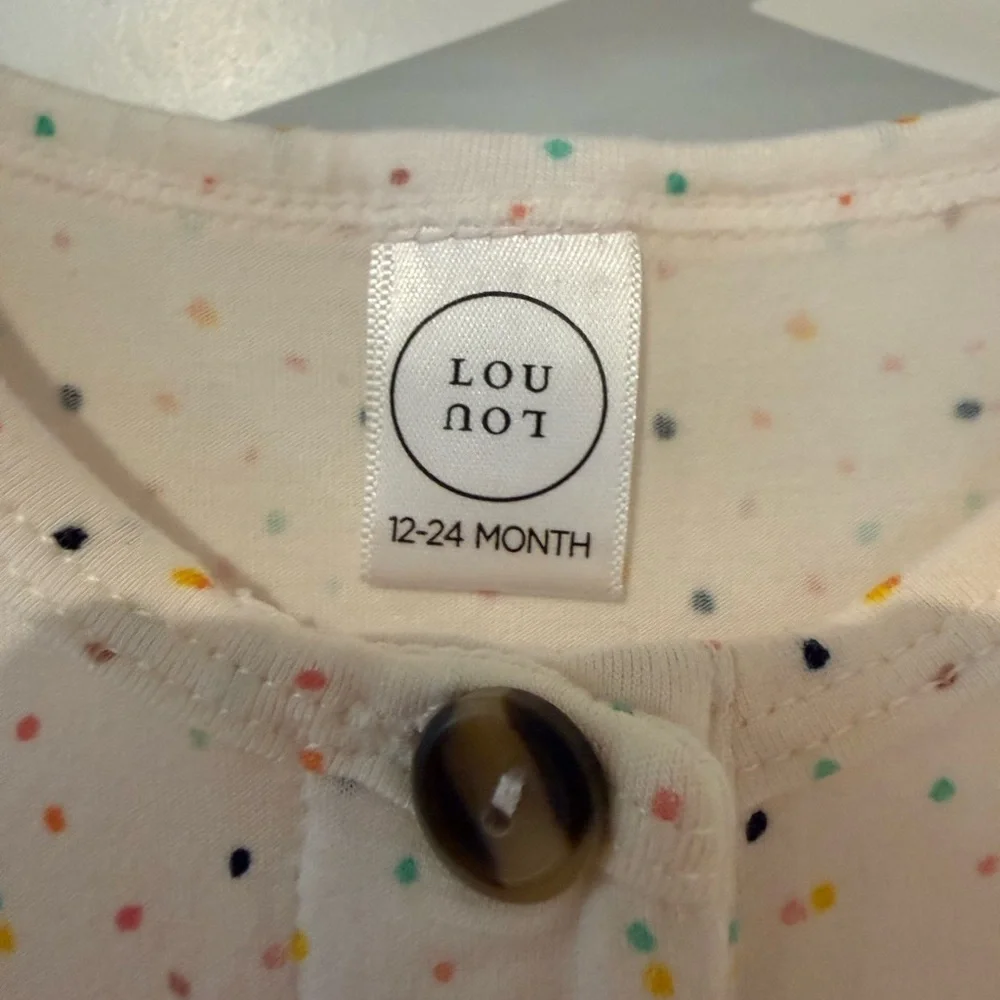 Lou Lou & Company Cream Baby Romper with Multicolor Dot Print
